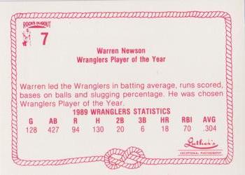 1989 Rock's Dugout Wichita Wranglers Update #7 Warren Newson Back