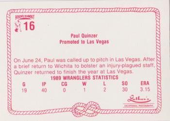 1989 Rock's Dugout Wichita Wranglers Update #16 Paul Quinzer Back