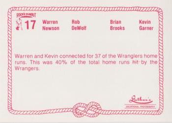 1989 Rock's Dugout Wichita Wranglers Update #17 Home Run Threats (Brian Brooks / Rob DeWolf / Kevin Garner / Warren Newson) Back