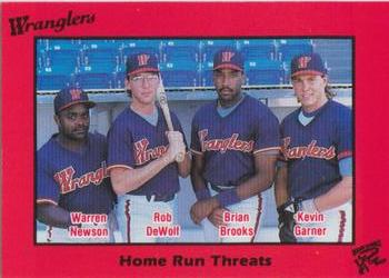 1989 Rock's Dugout Wichita Wranglers Update #17 Home Run Threats (Brian Brooks / Rob DeWolf / Kevin Garner / Warren Newson) Front