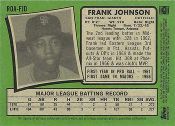 2020 Topps Heritage - Real One Autographs (High Number) #ROA-FJO Frank Johnson Back