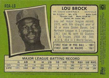 2020 Topps Heritage - Real One Autographs (High Number) #ROA-LB Lou Brock Back