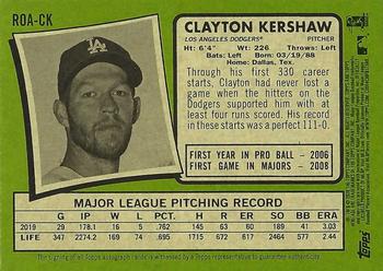 2020 Topps Heritage - Real One Autographs (High Number) #ROA-CK Clayton Kershaw Back