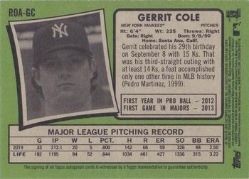 2020 Topps Heritage - Real One Autographs Special Edition Red Ink (High Number) #ROA-GC Gerrit Cole Back
