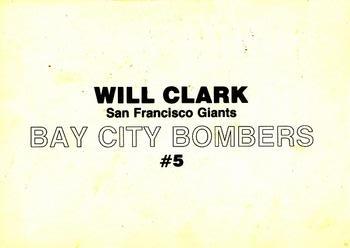 1990 Bay City Bombers (unlicensed) #5 Will Clark Back