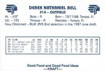 1991 Kraft Syracuse Chiefs #NNO Derek Bell Back