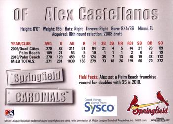 2011 Grandstand Springfield Cardinals SGA #NNO Alex Castellanos Back