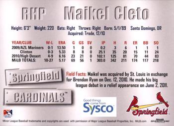 2011 Grandstand Springfield Cardinals SGA #NNO Maikel Cleto Back