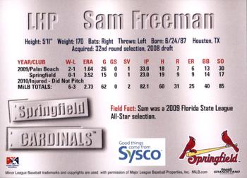 2011 Grandstand Springfield Cardinals SGA #NNO Sam Freeman Back