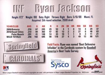 2011 Grandstand Springfield Cardinals SGA #NNO Ryan Jackson Back