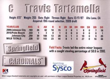 2011 Grandstand Springfield Cardinals SGA #NNO Travis Tartamella Back
