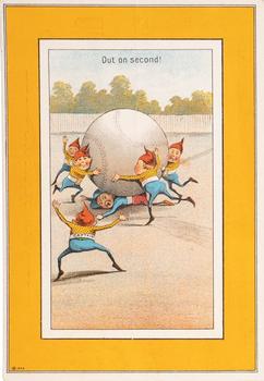 1888 Vertical Brownies Baseball Comics (H804-2) #NNO Out On Second! Front