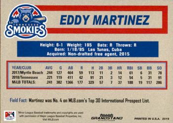 2019 Grandstand Tennessee Smokies #NNO Eddy Martinez Back