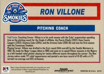 2019 Grandstand Tennessee Smokies #NNO Ron Villone Back