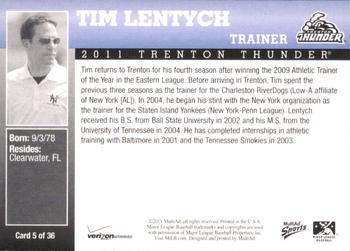 2011 MultiAd Trenton Thunder SGA #5 Tim Lentych Back