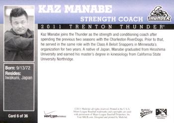 2011 MultiAd Trenton Thunder SGA #6 Kaz Manabe Back
