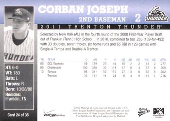 2011 MultiAd Trenton Thunder SGA #24 Corban Joseph Back