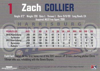 2018 Grandstand Harrisburg Senators #NNO Zach Collier Back