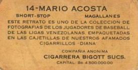 1931 Diana Cigarrillos  N561 #14 Mario Acosta Back