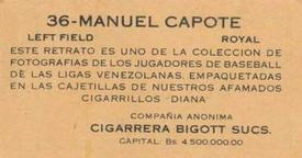 1931 Diana Cigarrillos  N561 #36 Manuel Capote Back