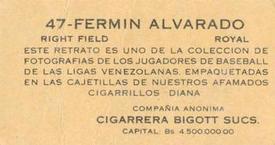 1931 Diana Cigarrillos  N561 #47 Fermín Alvarado Back