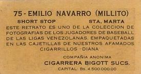 1931 Diana Cigarrillos  N561 #75 Emilio Navarro Back