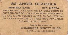 1931 Diana Cigarrillos  N561 #82 Angel Olaizola Back