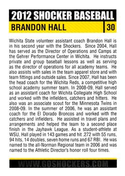 2012 Rand Wichita State #NNO Brandon Hall Back
