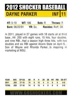 2012 Rand Wichita State #NNO Dayne Parker Back