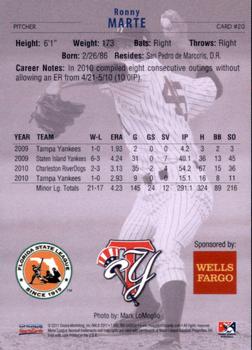 2011 Choice Tampa Yankees #20 Ronny Marte Back