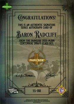 2020 Parkside Negro League Baseball Museum Centennial Draft Class - Autographs Gold #SS-BR Baron Radcliff Back