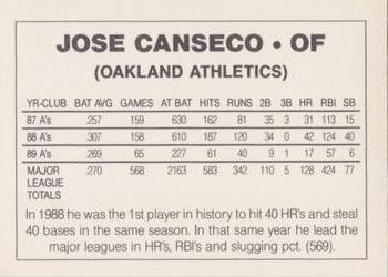 1990 Jose Canseco (unlicensed) #NNO Jose Canseco Back