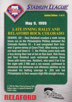 1999 Philadelphia Phillies Fan Appreciation Commemorative SGA #2 Desi Relaford Back
