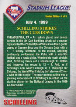 1999 Philadelphia Phillies Fan Appreciation Commemorative SGA #4 Curt Schilling Back