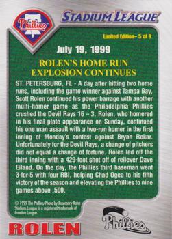 1999 Philadelphia Phillies Fan Appreciation Commemorative SGA #5 Scott Rolen Back
