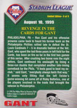 1999 Philadelphia Phillies Fan Appreciation Commemorative SGA #6 Ron Gant Back