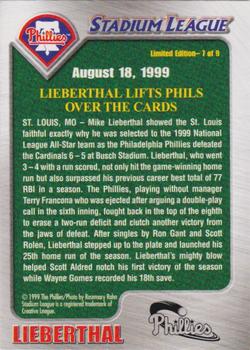 1999 Philadelphia Phillies Fan Appreciation Commemorative SGA #7 Mike Lieberthal Back
