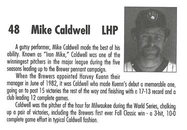 1992 Milwaukee Brewers Yearbook 1982 Anniversary Collection #NNO Mike Caldwell Back