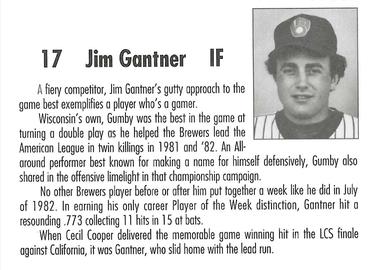 1992 Milwaukee Brewers Yearbook 1982 Anniversary Collection #NNO Jim Gantner Back