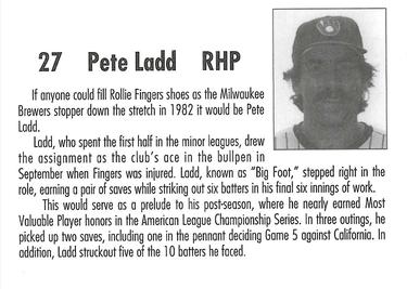 1992 Milwaukee Brewers Yearbook 1982 Anniversary Collection #NNO Pete Ladd Back
