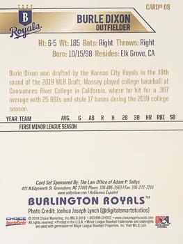 2019 Choice Burlington Royals #08 Burle Dixon Back