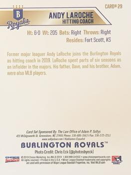 2019 Choice Burlington Royals #29 Andy LaRoche Back
