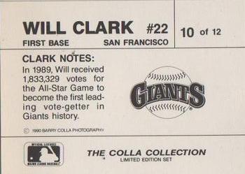 1990 The Colla Collection Limited Edition Will Clark #10 Will Clark Back