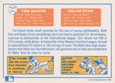 1990 Acme Reproductions Nolan Ryan/Tom Seaver (unlicensed) #NNO Nolan Ryan / Tom Seaver Back