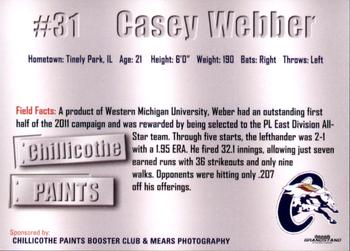 2011 Grandstand Chillicothe Paints #NNO Casey Webber Back