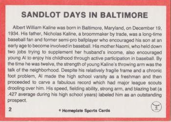 1983 Al Kaline Story - Red Back Border #2 Sandlot Days In Baltimore Back