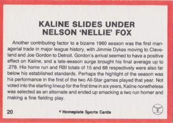 1983 Al Kaline Story - Red Back Border #20 Kaline Slides Under Nellie Fox Back