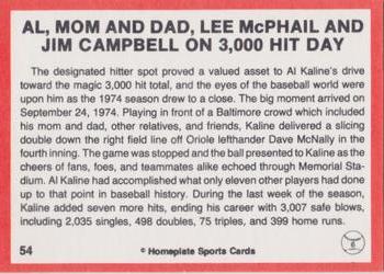 1983 Al Kaline Story - Red Back Border #54 Al, Mom and Dad, Lee McPhail and Jim Campbell on 3,000 Hit Day Back