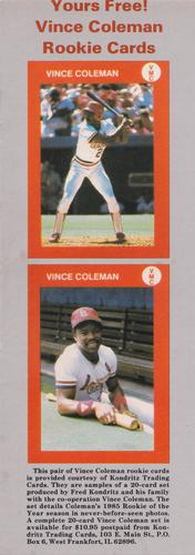 1986 Baseball Cards Magazine Repli-cards - Panels #5/7 Vince Coleman Front