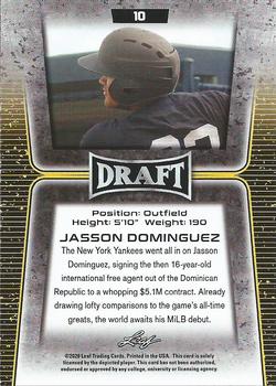 2020 Leaf Draft #10 Jasson Dominguez Back